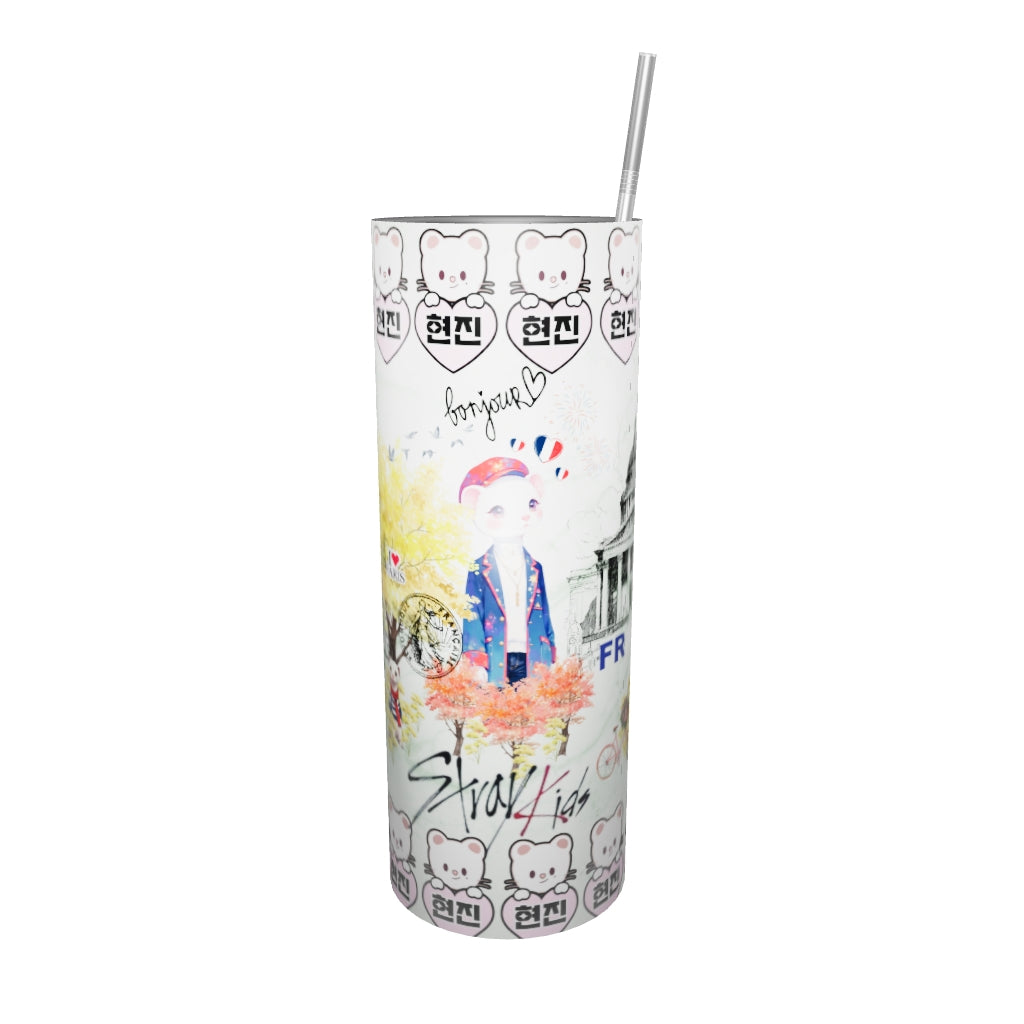 Gobelet en acier inoxydable :"Miroir d’acier, reflet des étoiles — Stray Kids au creux des mains"